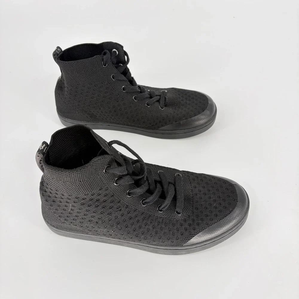 Suavs Zilker High Top Sneakers Jet Black Knit Men 6 Women 8 Travel Shoes